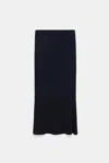 Dorothee Schumacher Fitted Midi Skirt With Flared Hem In Blue
