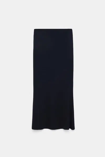 Dorothee Schumacher Fitted Midi Skirt With Flared Hem In Blue
