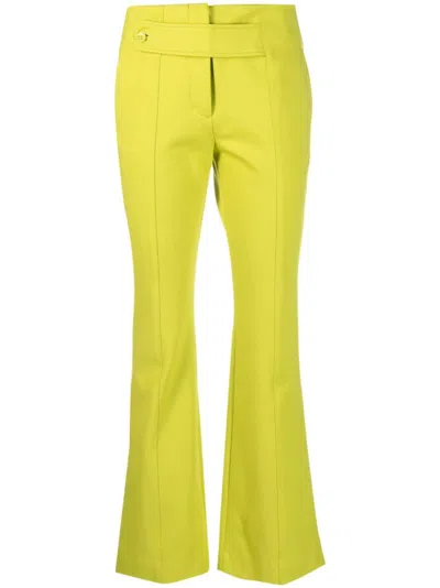 Dorothee Schumacher Flared-leg Button-detail Trousers In Green