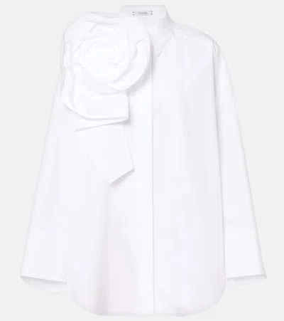 Dorothee Schumacher Floral-appliqué Cotton-blend Poplin Shirt In Weiss