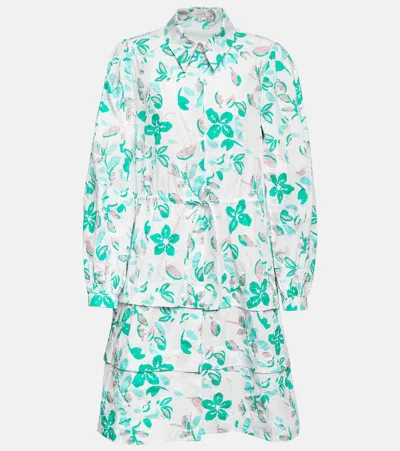 Dorothee Schumacher Floral Cotton Poplin Shirt Dress In Mint Pink Mix