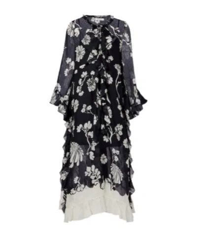 Dorothee Schumacher Crinkle Ramie Signature Print Maxi Dress In Multi