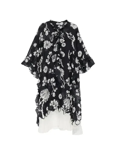 Dorothee Schumacher Floral Daydream Ruffled Midi Dress In Black