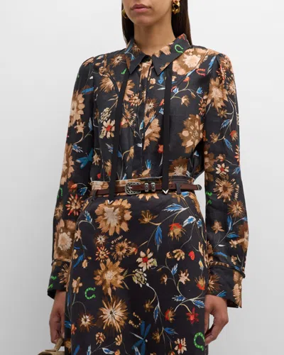 Dorothee Schumacher Ease I Floral-print Shirt In 097 - Dark Mix