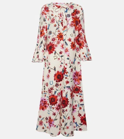 Dorothee Schumacher Floral-print Linen Midi Dress In Multi Colour