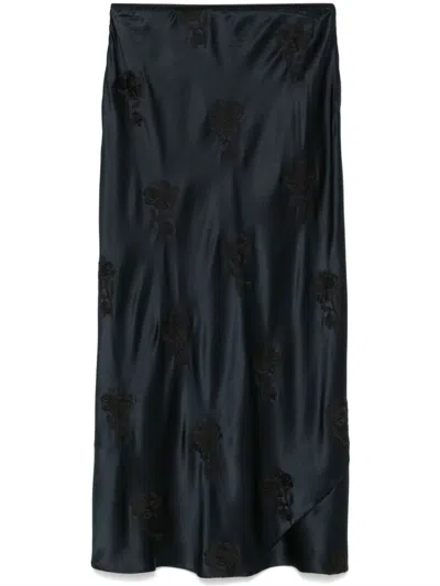 Dorothee Schumacher Floral-embroidered Midi Skirt In Blue