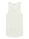 Dorothee Schumacher Linen Blend Ribbed Tank Top With D-rose Embroidery In Neutrals