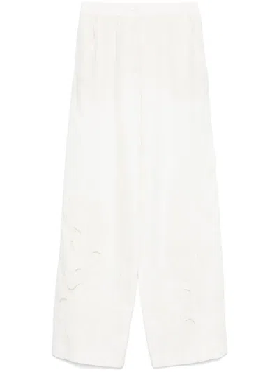 Dorothee Schumacher Floral-embroidered Trousers In White