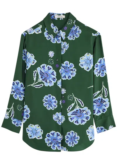 Dorothee Schumacher Floral Garden Printed Silk Blouse In Green