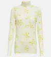 Dorothee Schumacher Floral Movement Turtleneck In Floral Yellow Mix