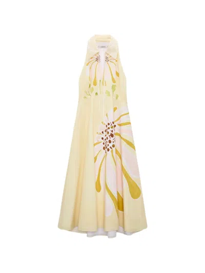 Dorothee Schumacher Floral Power Floral Cotton-blend Midi Dress In Neutral