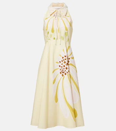 Dorothee Schumacher Floral Power Floral Cotton-blend Midi Dress In Yellow