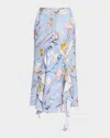 Dorothee Schumacher Floral Power Printed Ruffle Midi Skirt In Wicked Flower Blue