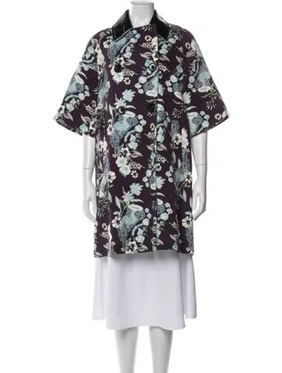Pre-owned Dorothee Schumacher Floral Print Coat In Purple