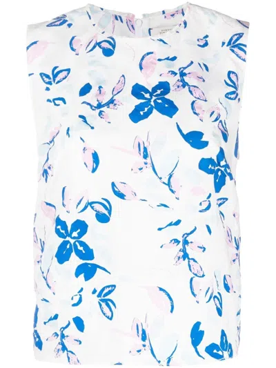 Dorothee Schumacher Floral-print Cut-out Sleeveless Blouse In White