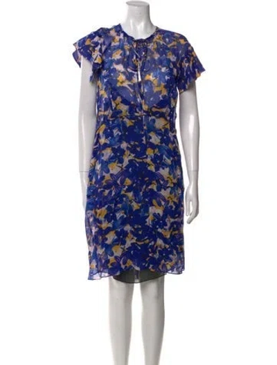 Pre-owned Dorothee Schumacher Floral Print Knee-length Dress In Blue