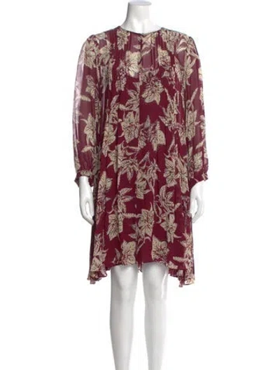 Pre-owned Dorothee Schumacher Floral Print Knee-length Dress In Burgundy