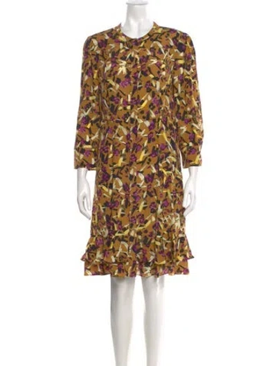 Pre-owned Dorothee Schumacher Floral Print Knee-length Dress W/ Tags In Yellow