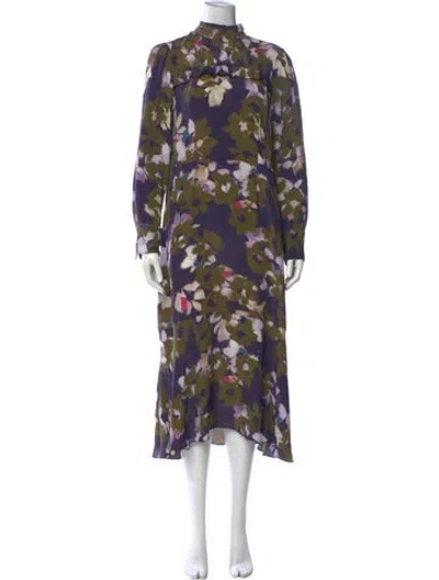 Pre-owned Dorothee Schumacher Floral Print Long Dress In Green