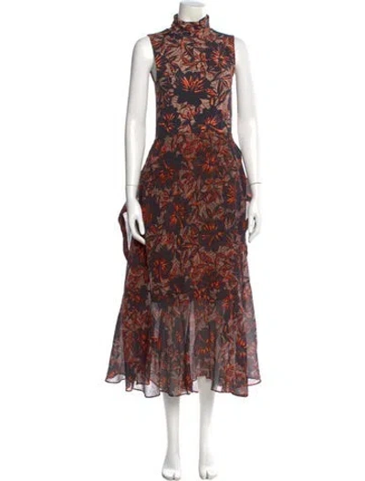 Pre-owned Dorothee Schumacher Floral Print Long Dress In Multi