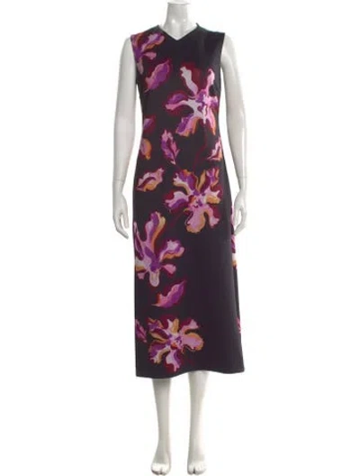 Pre-owned Dorothee Schumacher Floral Print Long Dress In Purple
