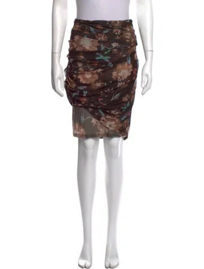 Pre-owned Dorothee Schumacher Floral Print Mini Skirt In Brown