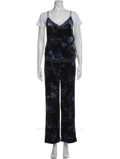 Pre-owned Dorothee Schumacher Floral Print Pant Set In Blue