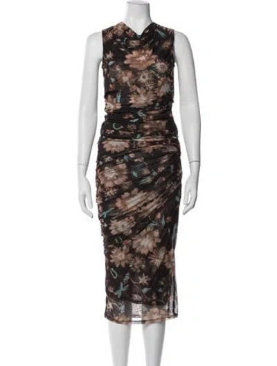 Pre-owned Dorothee Schumacher Floral Print Skirt Set In Brown