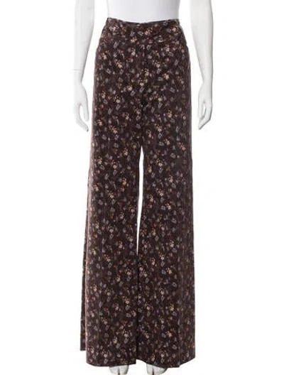 Pre-owned Dorothee Schumacher Floral Print Wide Leg Pants W/ Tags In Purple