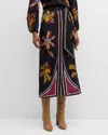 Dorothee Schumacher Flower Print Silk Twill Skirt In Flame All Over Print