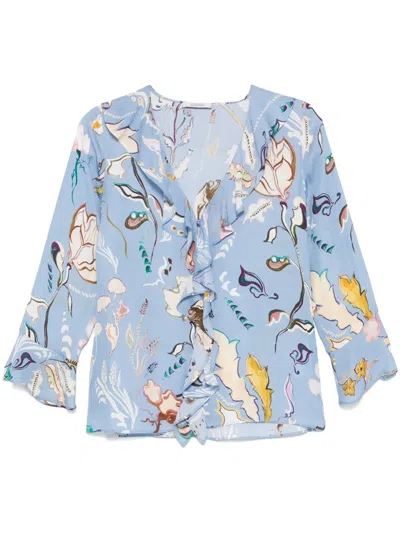 Dorothee Schumacher Floral Twist Blouse In Blue