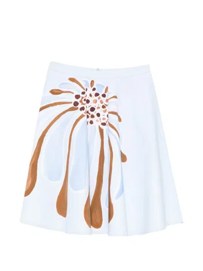 Dorothee Schumacher Floral-print Flared Midi Skirt In Blue