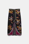 Dorothee Schumacher Flower Print Silk Twill Skirt In Black