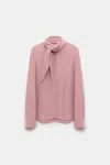 Dorothee Schumacher Flowing Silk-viscose Crãªpe De Chine Blouse With Tie In Pink