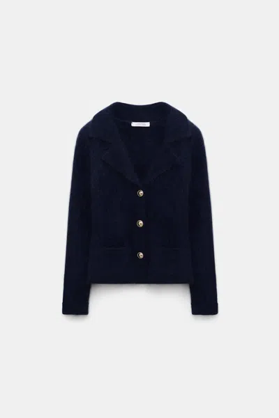 Dorothee Schumacher Fluffy Knit Blazer-style Cardigan In Blue