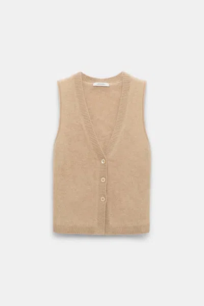 Dorothee Schumacher Fluffy Knit Cashmere V-neck Vest In Brown