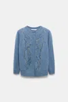 Dorothee Schumacher Fluffy Knit Embellished Cardigan In Blue