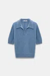 Dorothee Schumacher Fluffy Knit Top With Collar In Blue