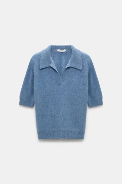 Dorothee Schumacher Fluffy Knit Top With Collar In Blue