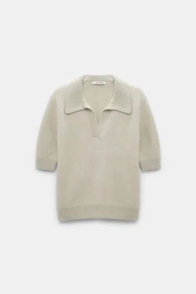 Dorothee Schumacher Fluffy Knit Top With Collar In Green