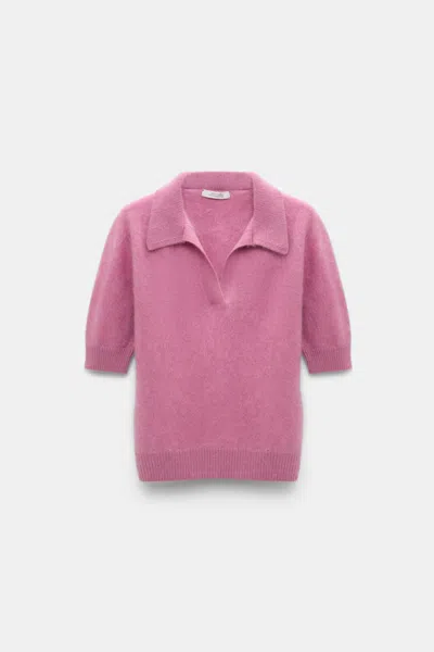Dorothee Schumacher Fluffy Knit Top With Collar In Red