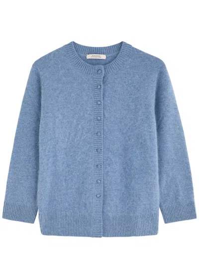 Dorothee Schumacher Fluffy Statements Brushed Wool-blend Cardigan In Blue