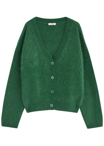 Dorothee Schumacher Fluffy Statements Brushed Wool-blend Cardigan In Green