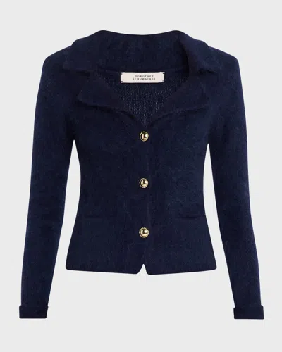 Dorothee Schumacher Fluffy Statements Button-down Knit Cardigan In True Navy