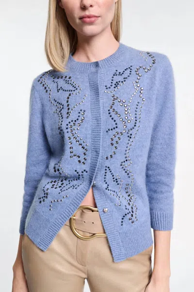 Dorothee Schumacher Fluffy Statements Cardigan In Medium Denim Blue