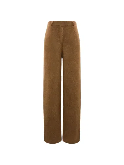 Dorothee Schumacher Fluffy-knit Straight-leg Trousers In 褐色