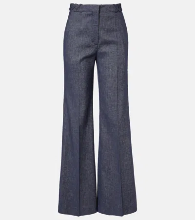 Dorothee Schumacher Fluid Denim Flared Pants In Blue
