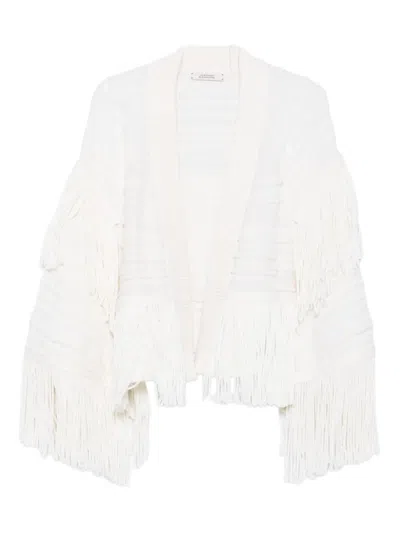 Dorothee Schumacher Fringe-detail Wool Cardigan In White