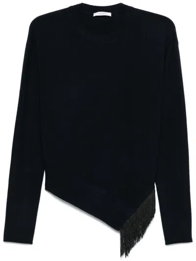 Dorothee Schumacher Fringe Statement Sweater In Blue
