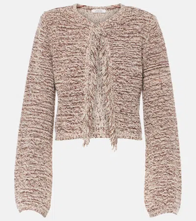 Dorothee Schumacher Fringed Cardigan In Nude